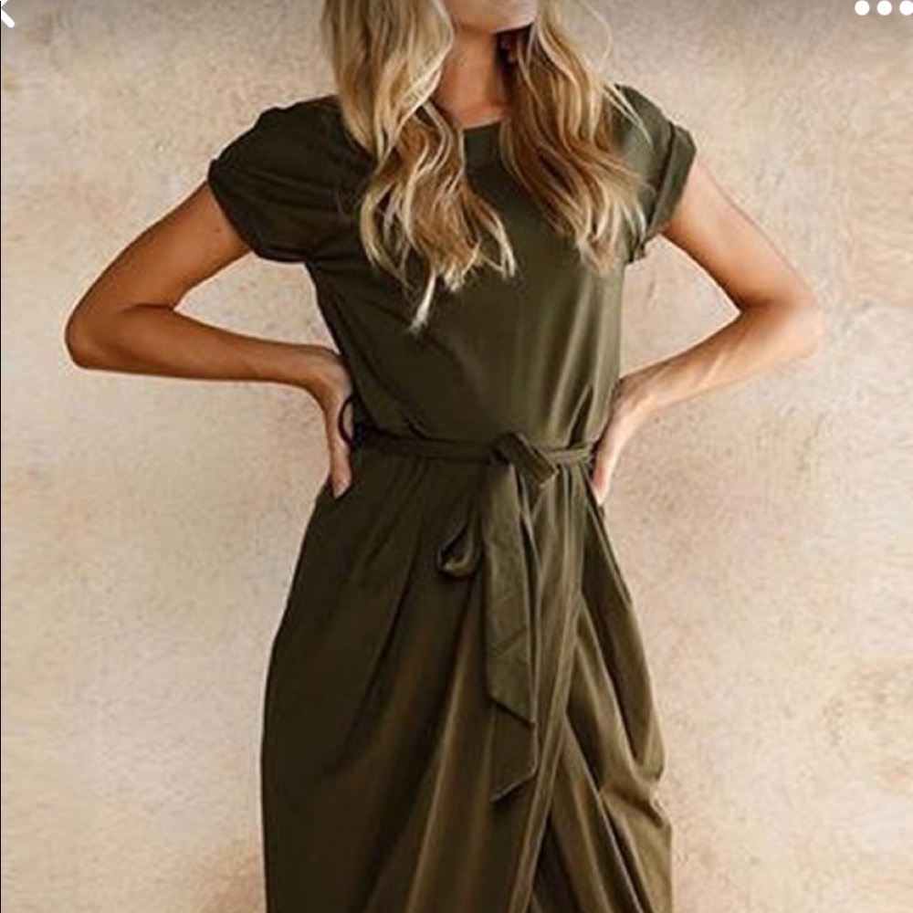 Olive Green Wrap Dress NWOT